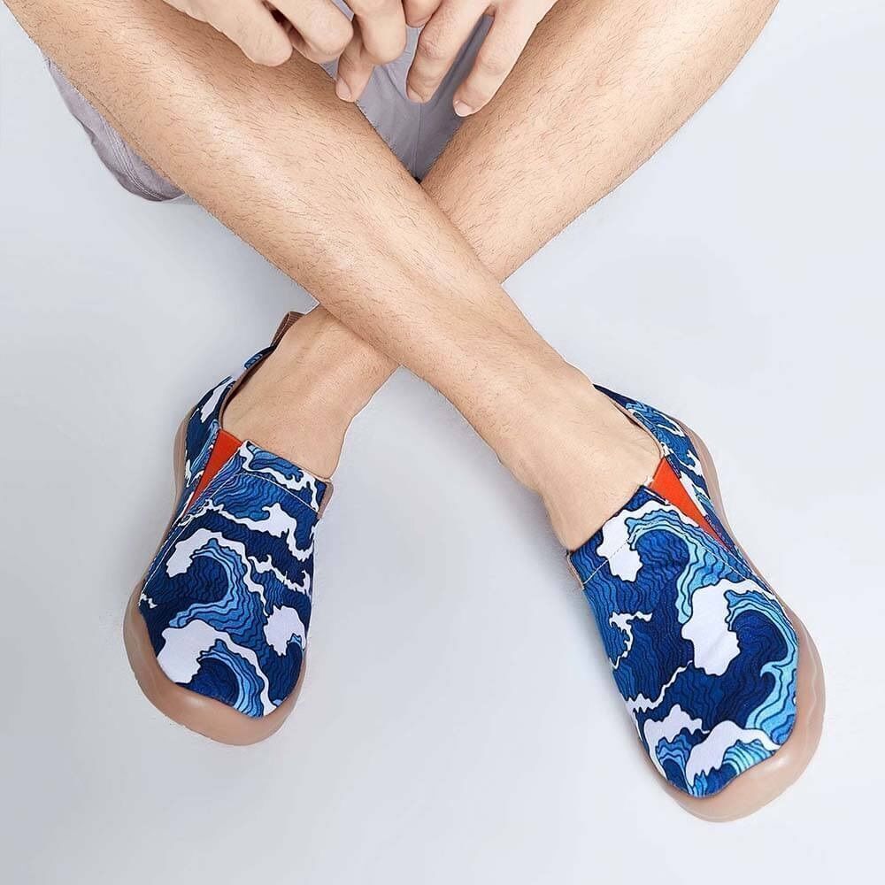UIN Men's Casual Walking Travel Shoes Slip On Canvas Comfort Loafers (Wave) - Picture 7 of 10